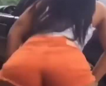 Sexy Asian Girl In Orange Shorts Play Dildo Outdoors