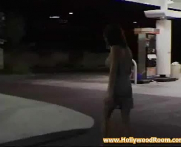 Gorgeous Babe Gets Naked In A Gas Station During Counter Robbery